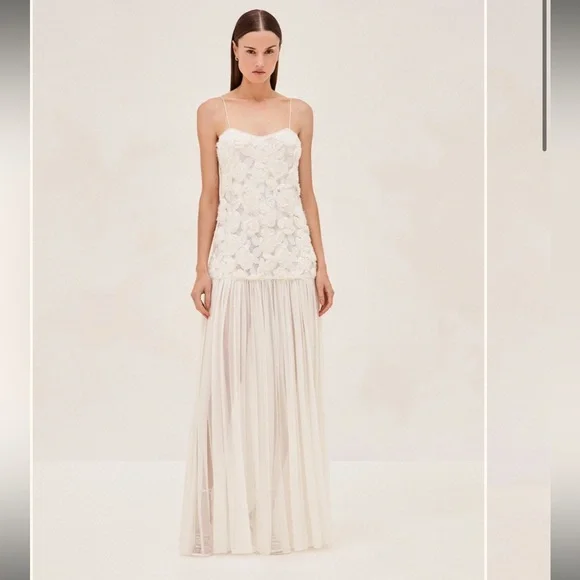 Unworn Alexis Natalina Dress ivory drop waist floral maxi dress size XL - Picture 1 of 8